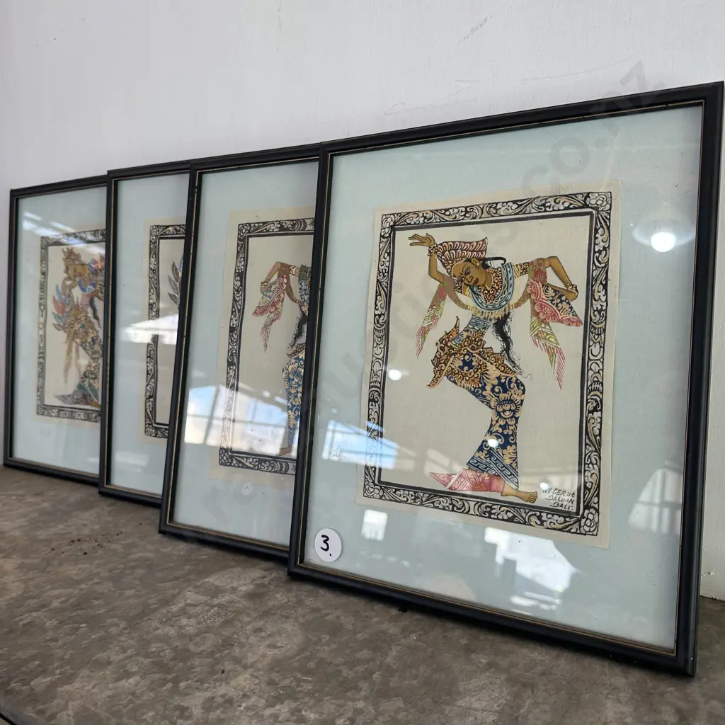 set 4 Balinese hand painted pictures Image 1++