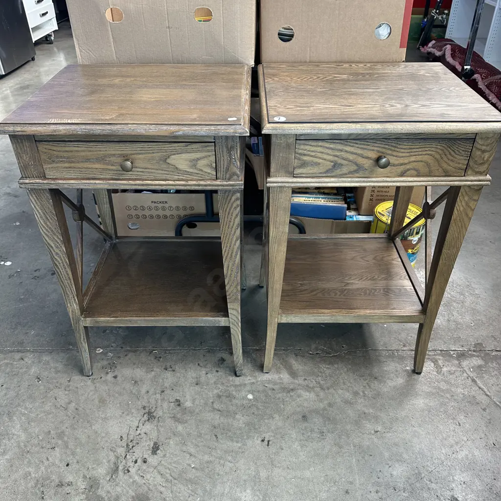 Pr of Oak side tables with drawers 770mm Image 1++
