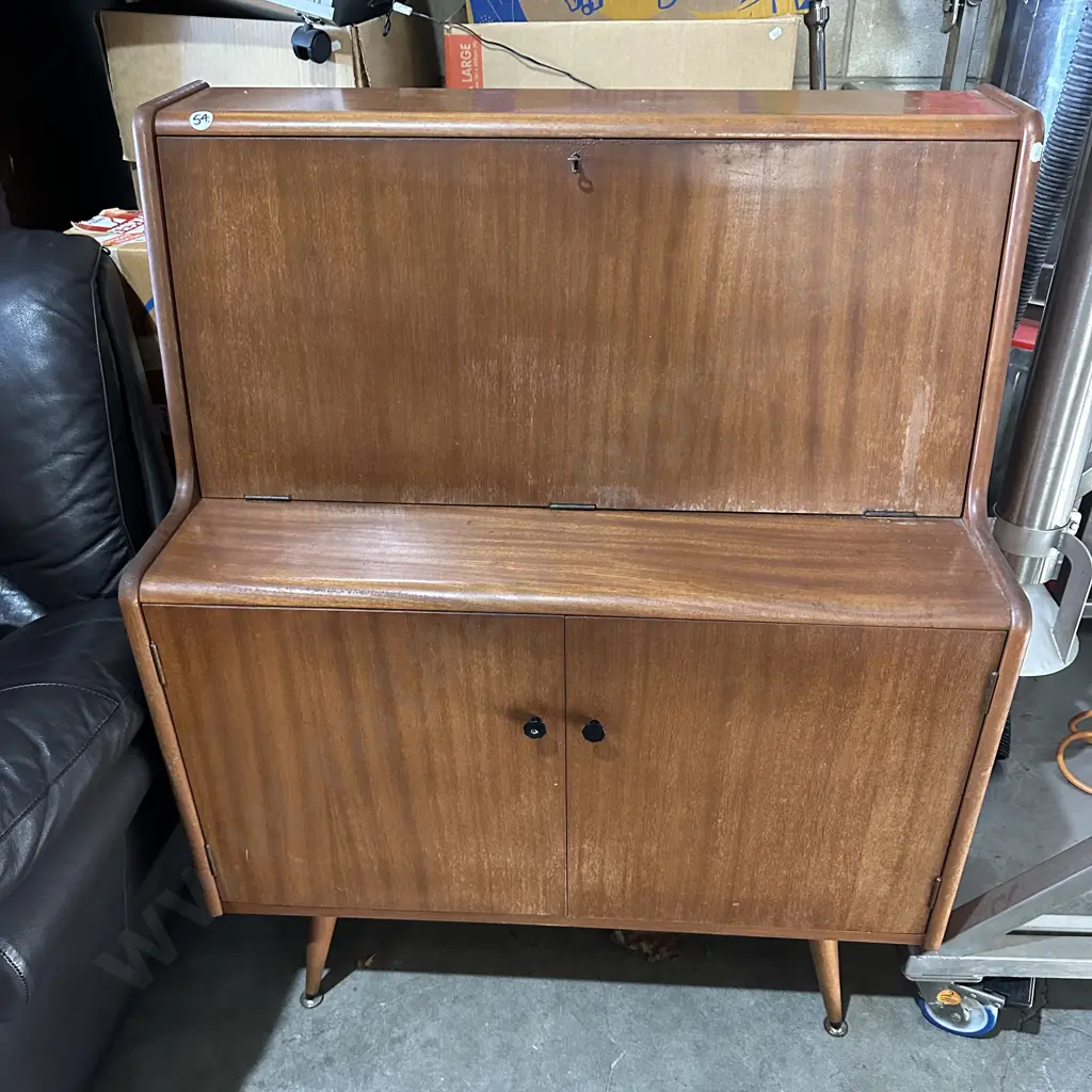 mid-century drop front writing desk Image 1++