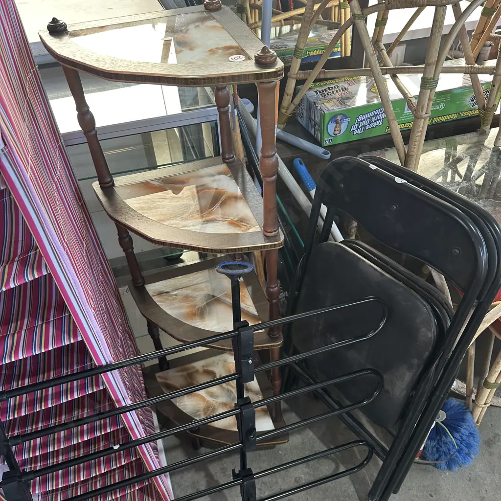 luggage diveider, chairs, corner shelf, tools, dressing table (all need to be taken) Image 1++