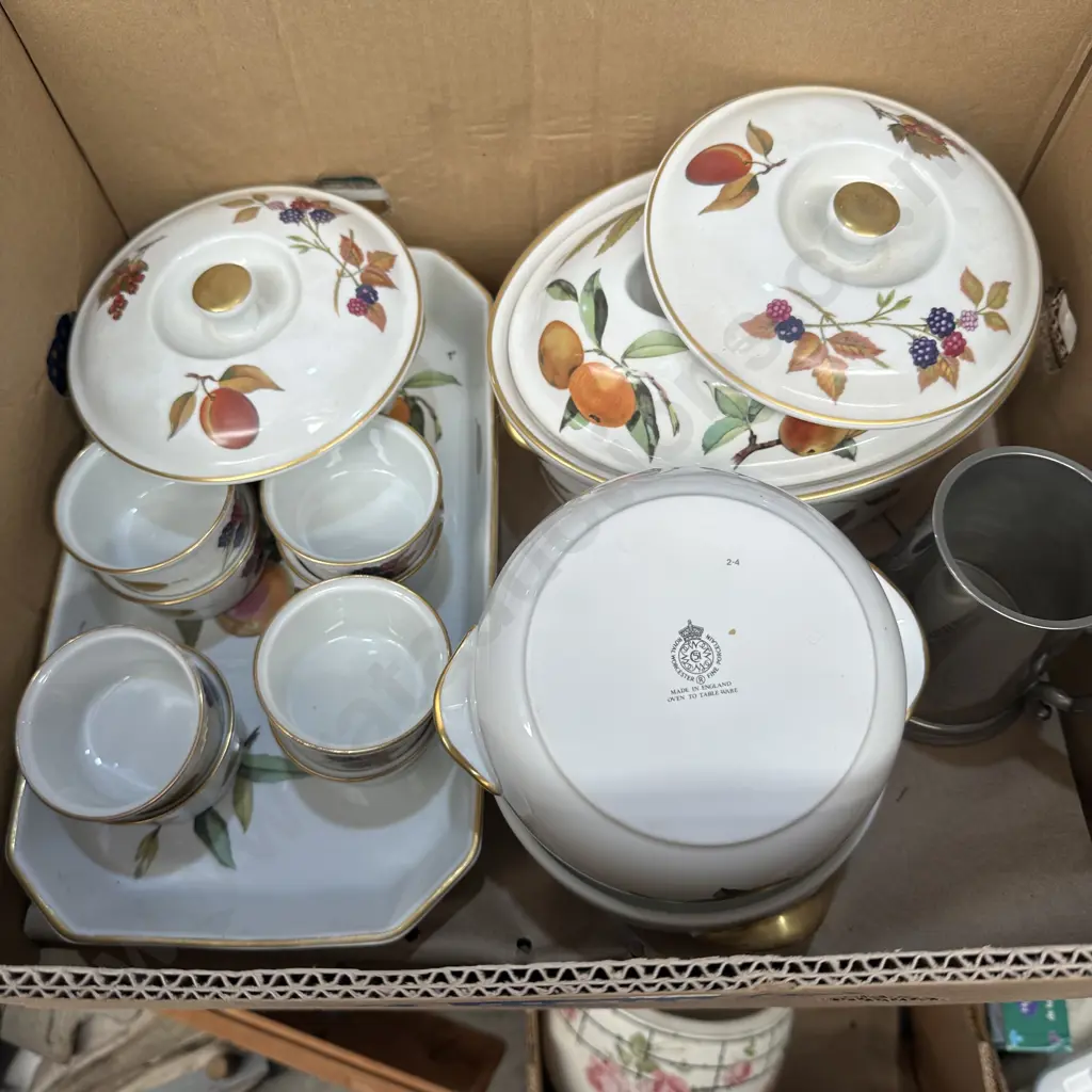 Royal Worcester dinnerware plus pewter cup. Image 1++