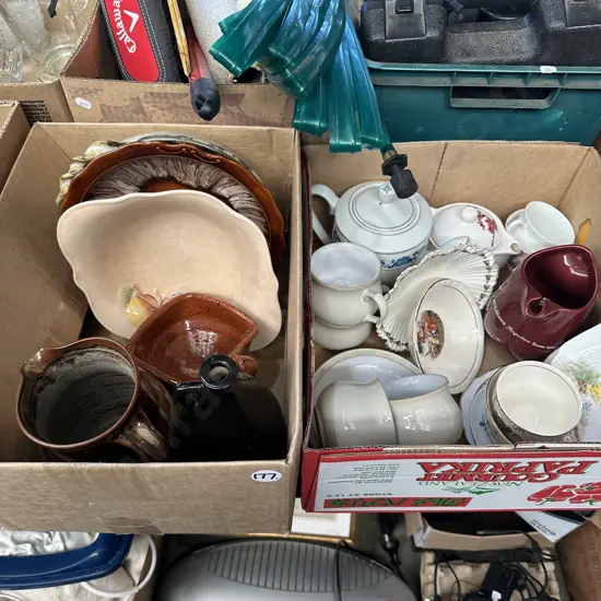 Two boxes pottery, english china etc.