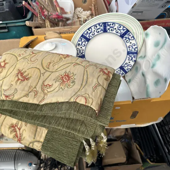 English china plates, soup terrines plus vintage throw etc.