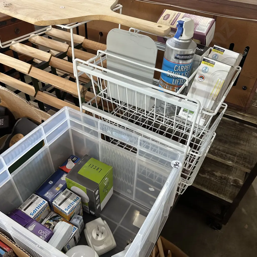 Bin of lamps, wine and vege racks etc. Image 1++