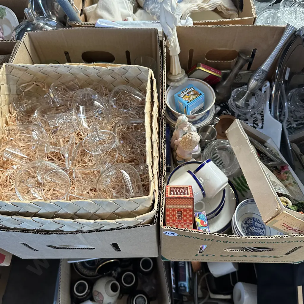 Two boxes of glassware and collectables. Image 1++