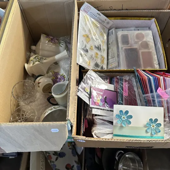 Two Boxes craft stamps, handmade cards, china and crystal