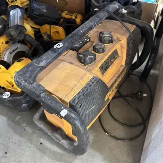 De Walt site radio with built-in battery charger.