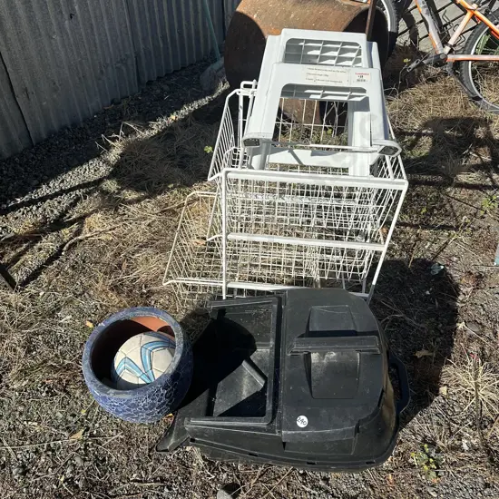 wire baskets, mower catcher, step, planter, ball