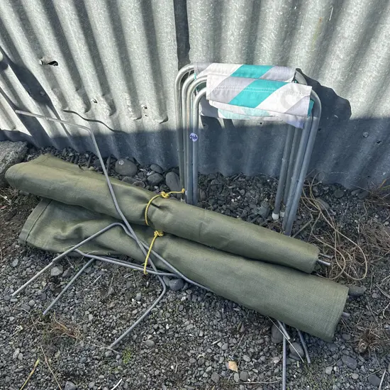 camping beds and stools