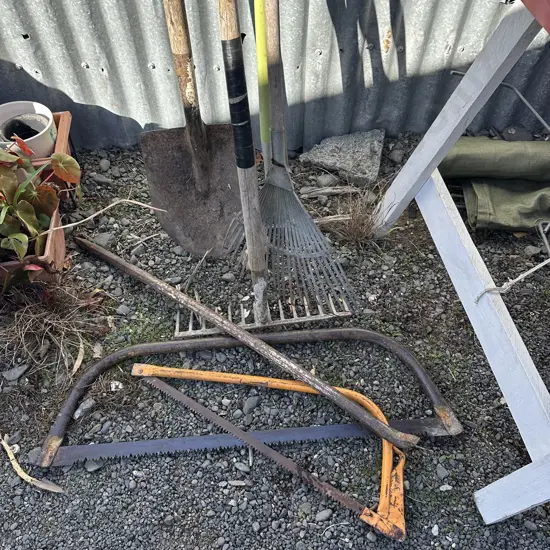 garden tools and metal bar