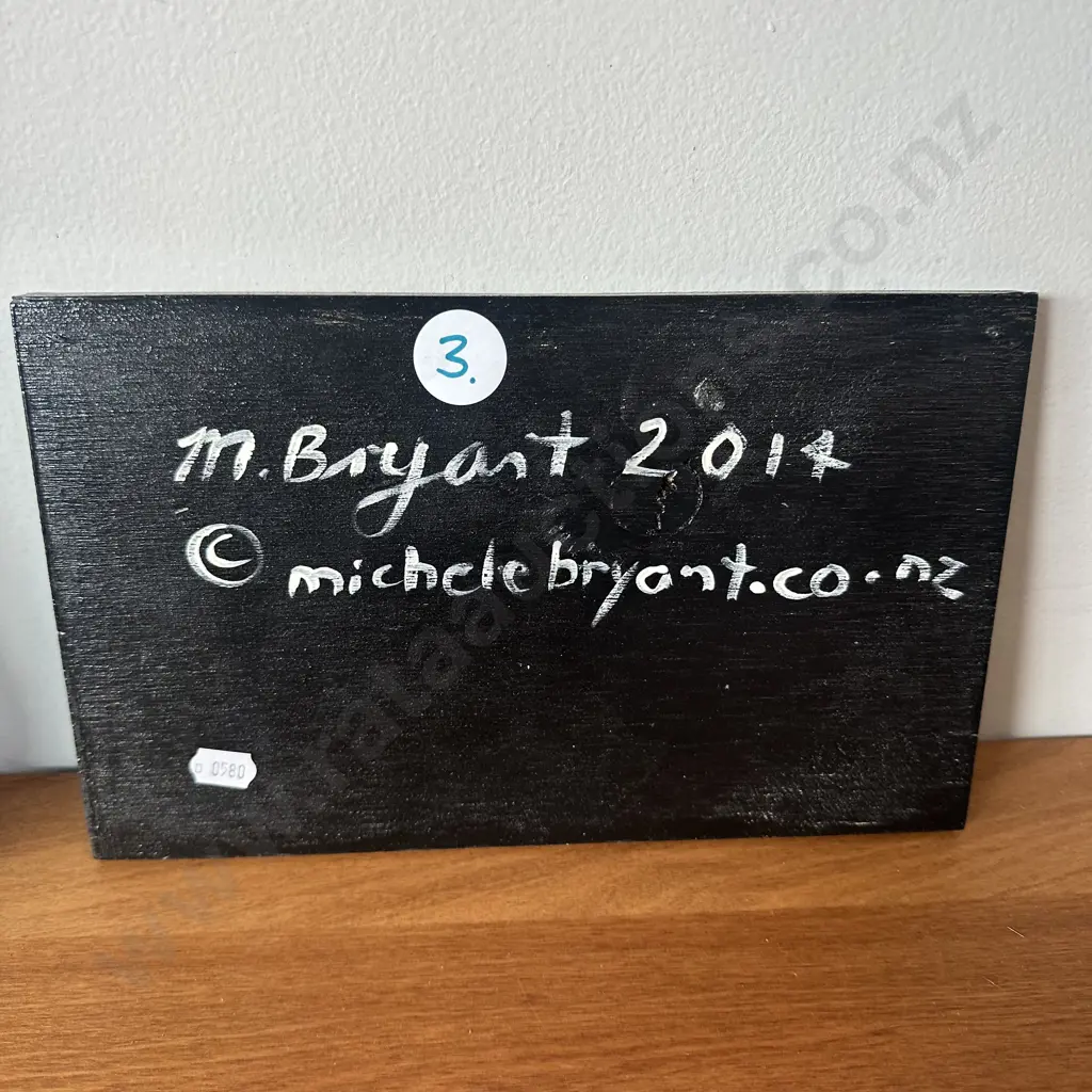 Painted wood panel by M. Bryant 2014 "Wellington, Hawkes Bay" (26cm x 16cm) 4/30 Image 1++