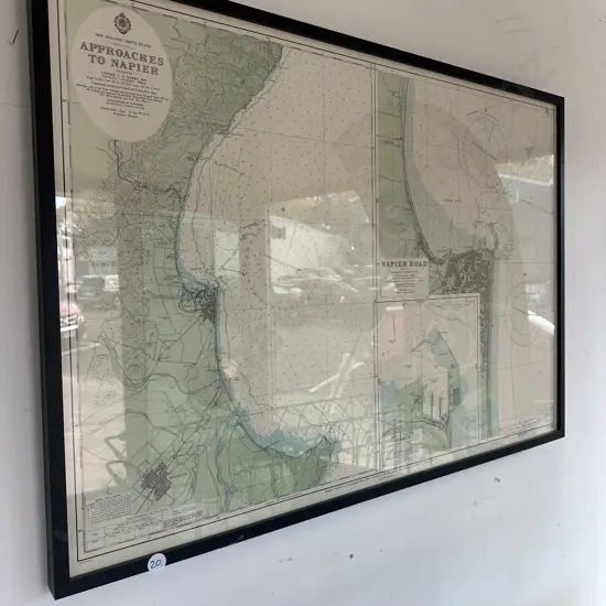 Framed map "Approaches to Napier" 1953-54