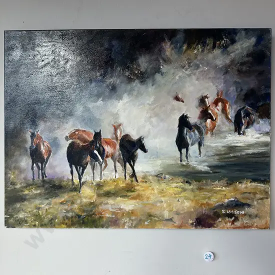 oil painting Wild Horses by S Wilson