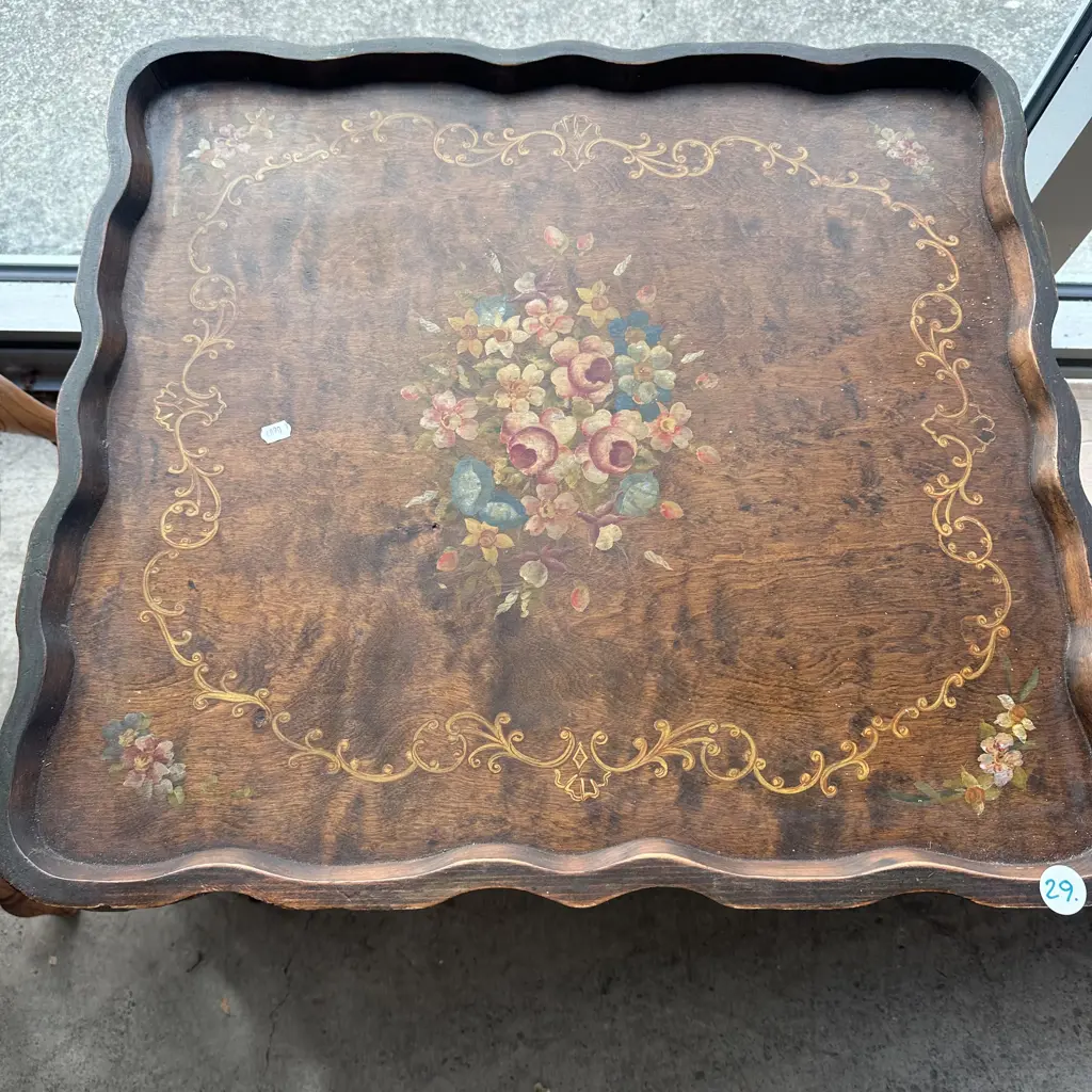 hand decorated Edwardian piecrust table Image 1++