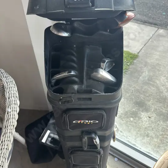 golf travel case and clubs