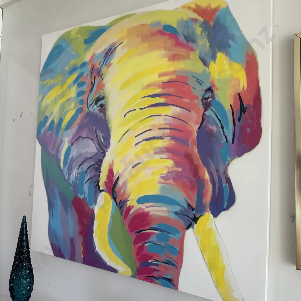 Elephant picture with applied oil 80 x 80 Image 1++