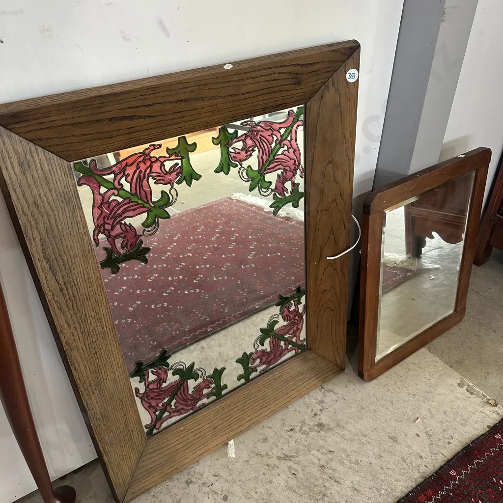 large Oak framed mirror plus other Image 1++