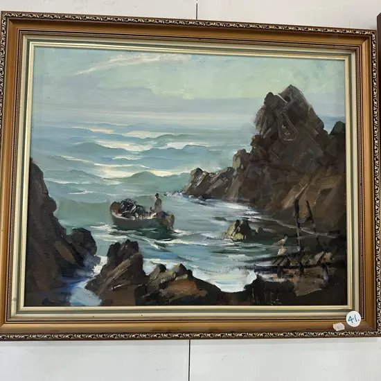 oil painting "going out" Kaikoura, john loxton 1987