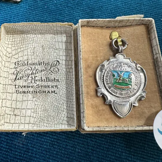 sterling silver medal "Derby Private Fire Brigade assoc"  15.4g