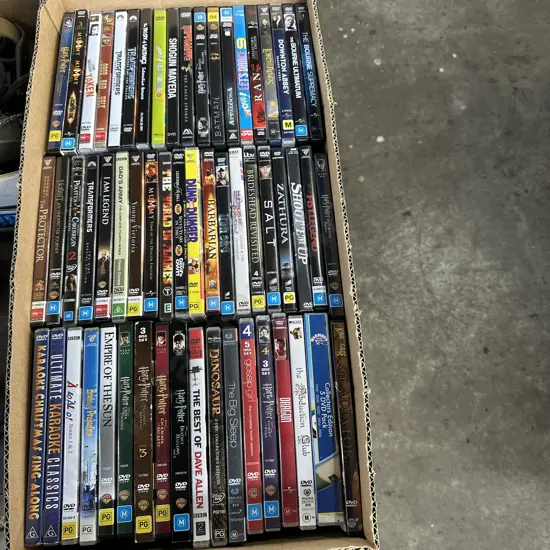 Box of good DVD movies.