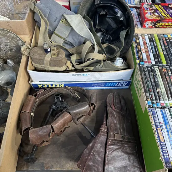 Box of army collectables etc.