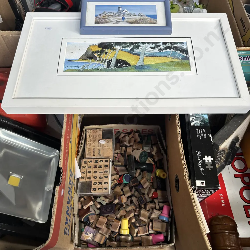 Two pictures and vintage rubber stamps etc. Image 1++