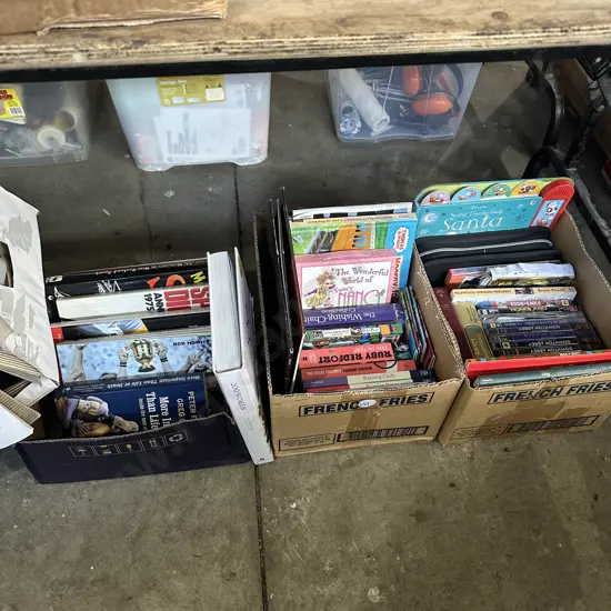 Three boxes of books