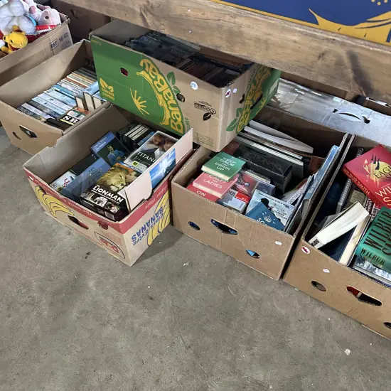 Five boxes of books.