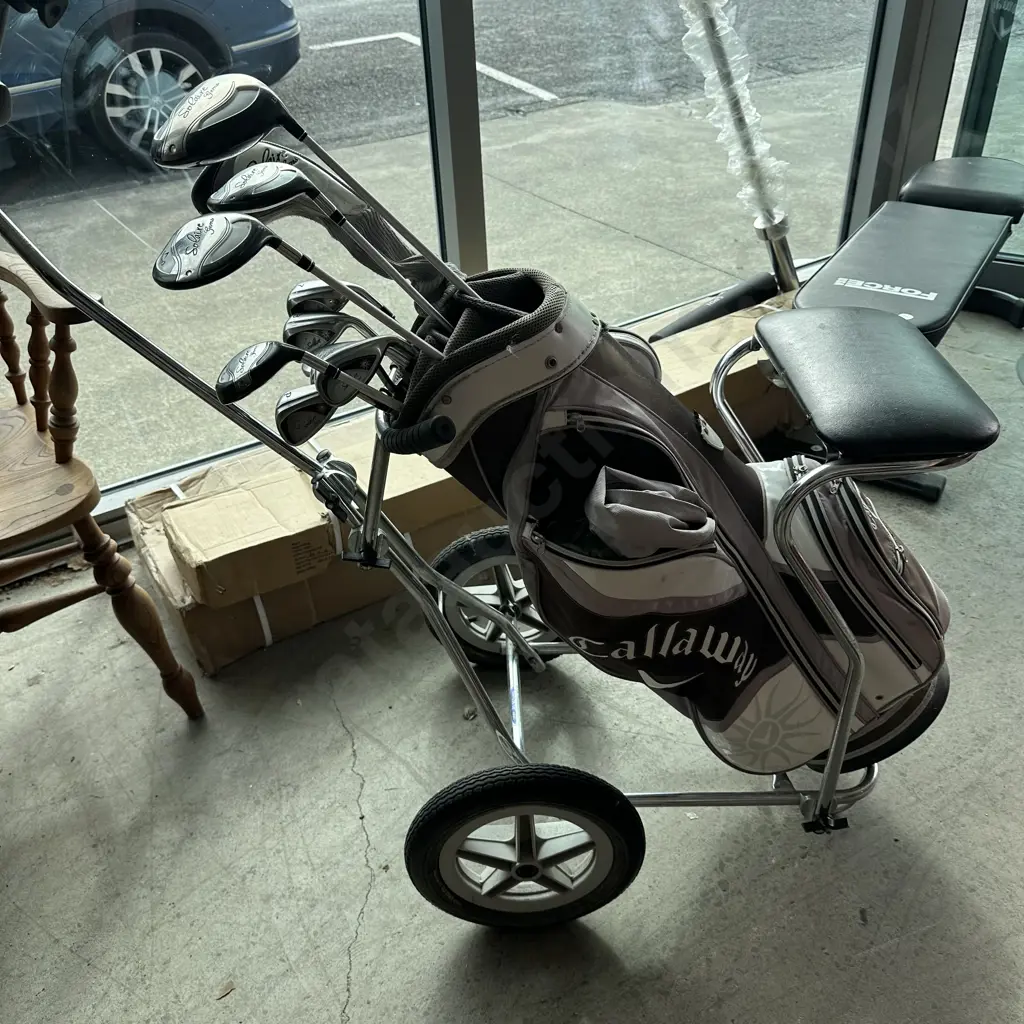 Set of Ladies Callaway clubs, bag and trundler Image 1++