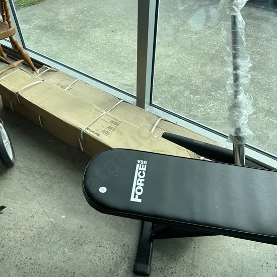 Iron power pro squat rack with bar (new) plus Force USA bench press