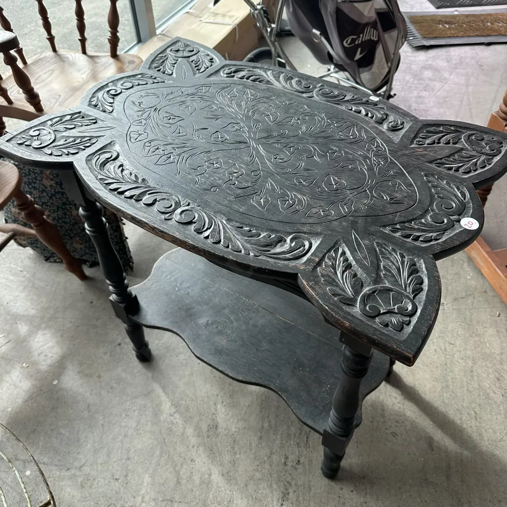 carved antique Pacific Islands side table Image 1++