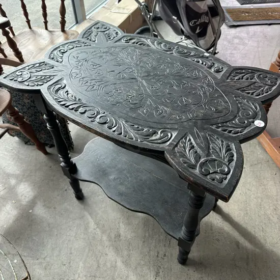 carved antique Pacific Islands side table
