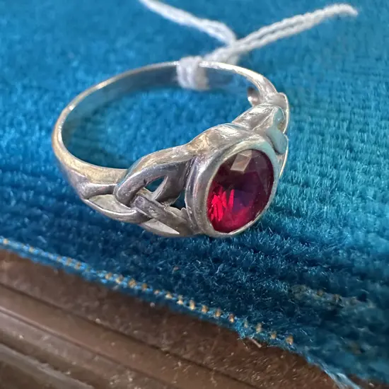 Sterling Silver stamped 925 ring with unidentified Red stone
