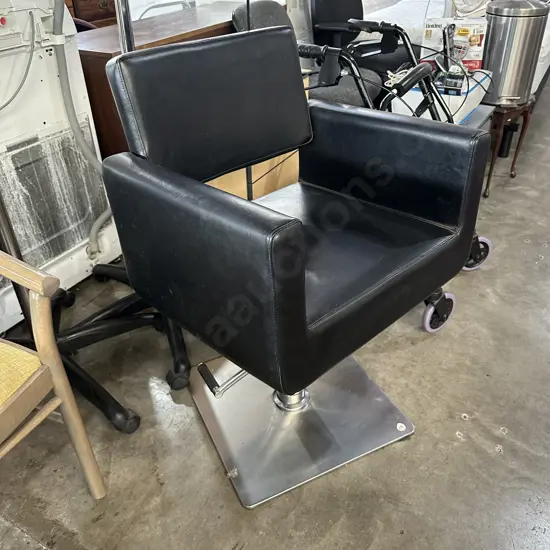expensive salon leather chair with heavy Stainless Steel base & foot lift