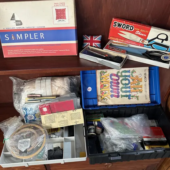 as new shears, sampler pack, embroidery & sewing items