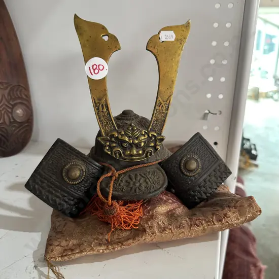 Vintage Japanese Samurai Helmet 20cm tall.