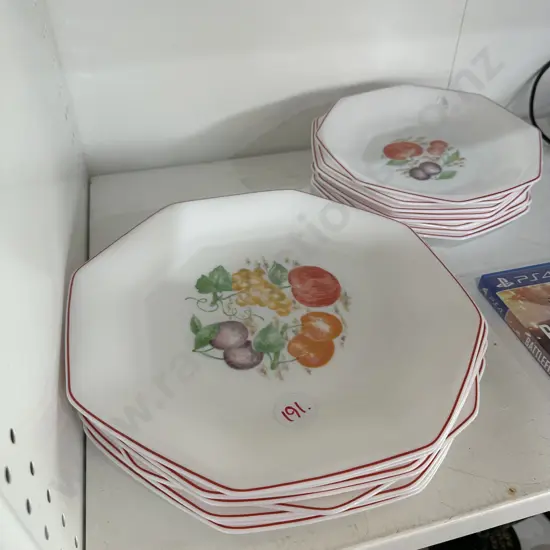 Sixteen arcopal plates made in France.