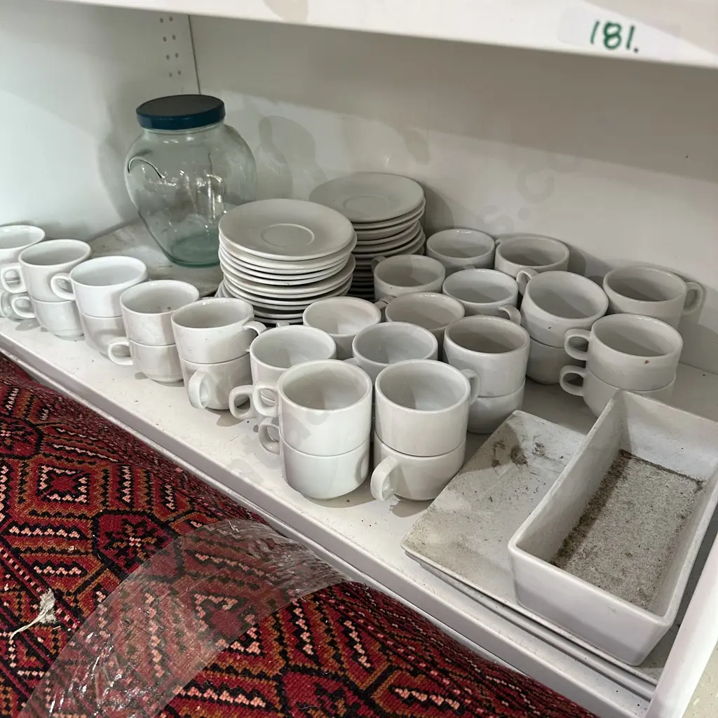 Large lot of white plates, cups and saucers etc. Image 1++
