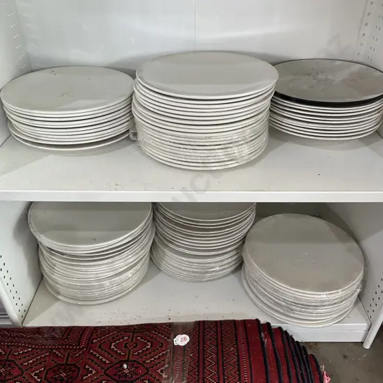 Large lot of white plates, cups and saucers etc.