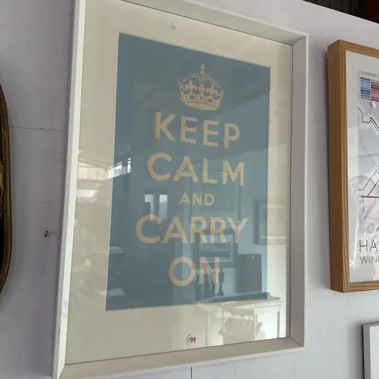 Keep Calm and Carry On framed poster.