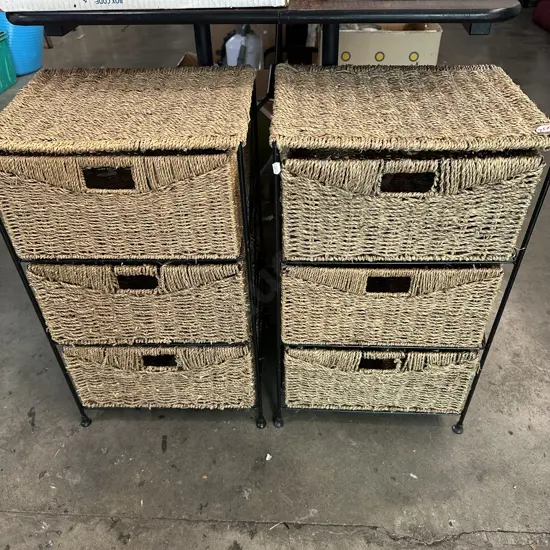 Pair sea grass drawers.