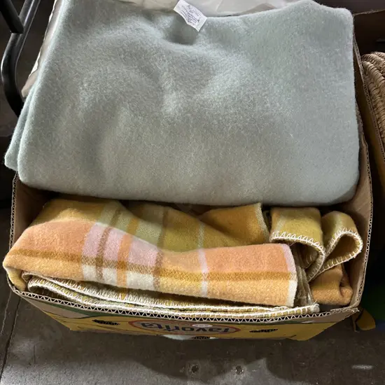 Pair of Princess pure wool blankets plus other vintage wool blanket.