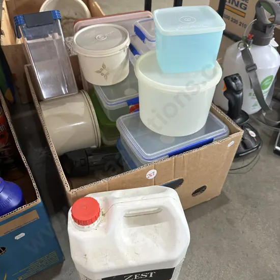 Cleaner and storage containers.
