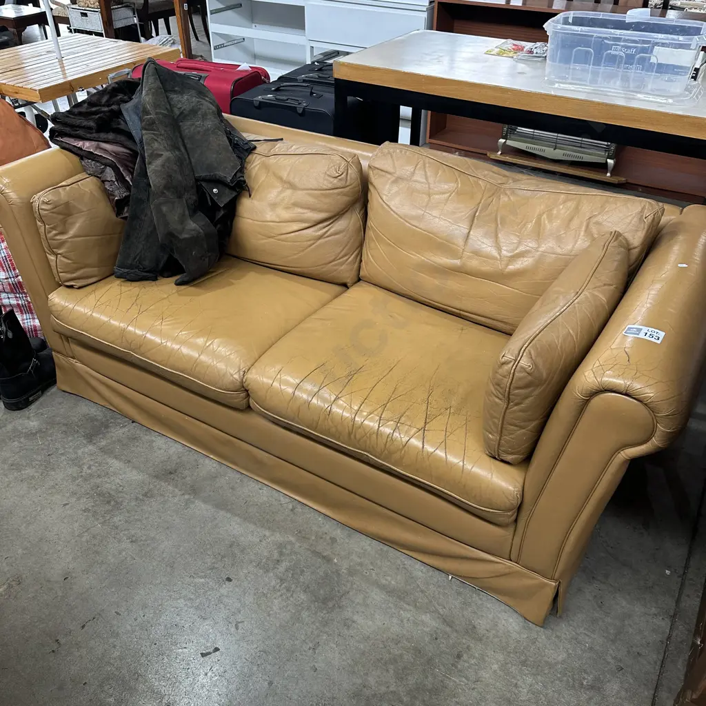 Tan leather sofa Image 1++