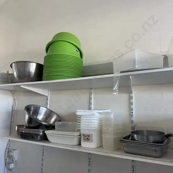 catering bowls and dishes, plastic and stainless