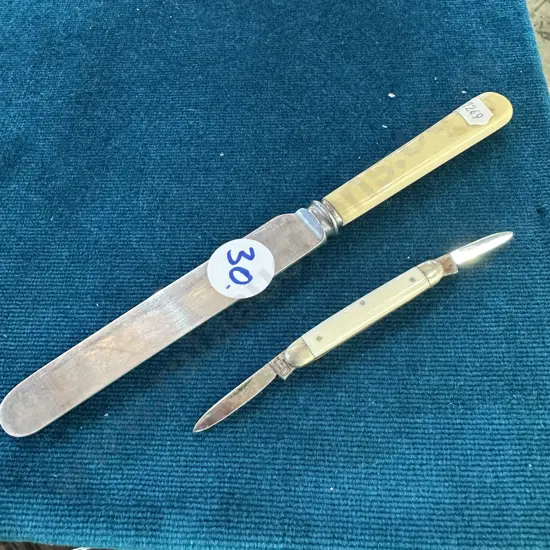 Ivory handled butter knife & pocket knife