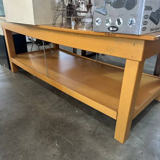large custom built work table (bowed) 2450 x 1220