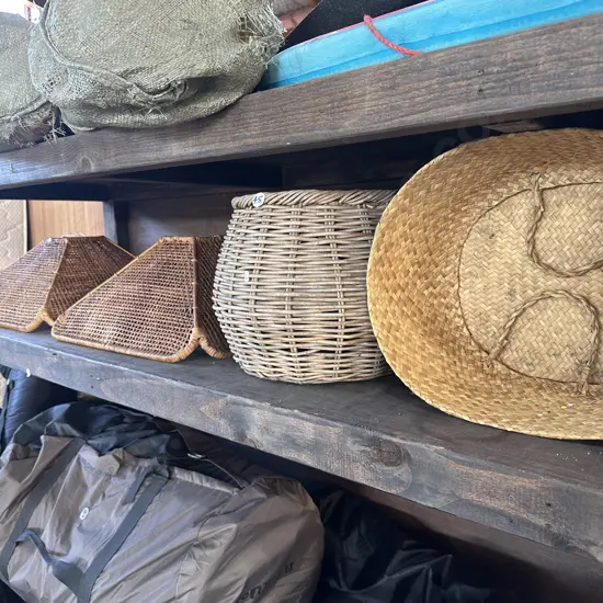 Pr wicker shades plus 2 baskets