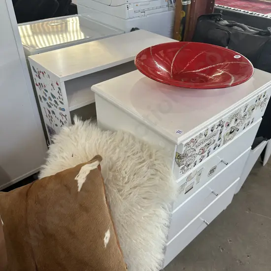 chest drawers and bookshelf
