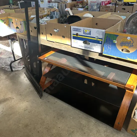 TV wall mount and glass stand 1220mm wide.